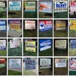 A collage of lawn signs