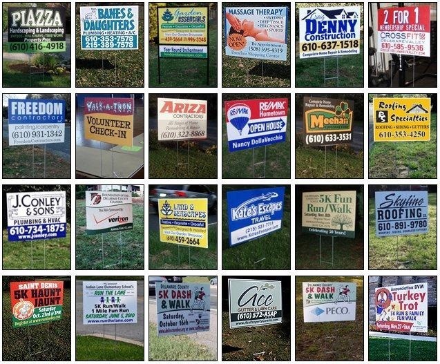 A collage of lawn signs